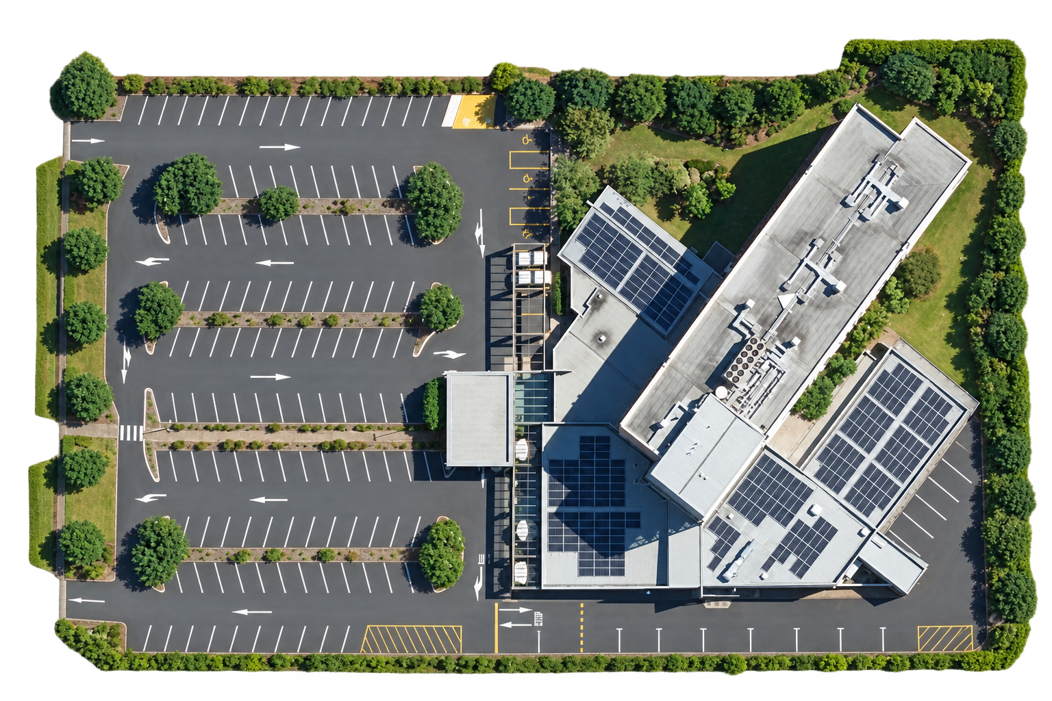 Aerial view of Sudima Auckland Airport hotel and car park